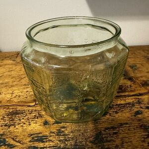 Green Uranium Glass Biscuit Jar